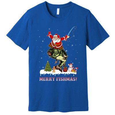 Merry Fishmas Fishing Santa Fish Fisher Christmas Great Gift Premium T-Shirt