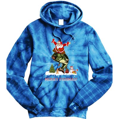 Merry Fishmas Fishing Santa Fish Fisher Christmas Great Gift Tie Dye Hoodie