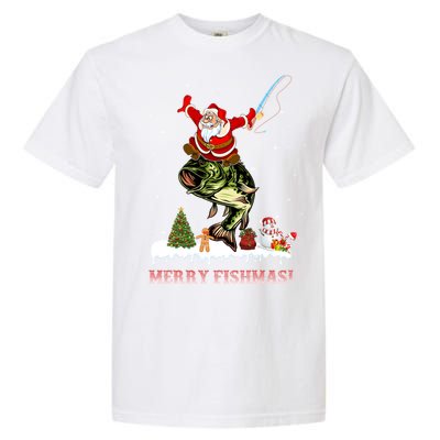 Merry Fishmas Fishing Santa Fish Fisher Christmas Great Gift Garment-Dyed Heavyweight T-Shirt