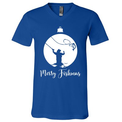 Merry Fishmas For Fisher And Anglers Gift V-Neck T-Shirt