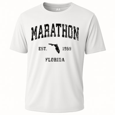 Marathon Florida Fl Vintage Athletic Black Sports Design Performance Shirt