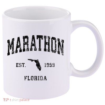 Marathon Florida Fl Vintage Athletic Black Sports Design 11oz C Handle Ceramic Mug