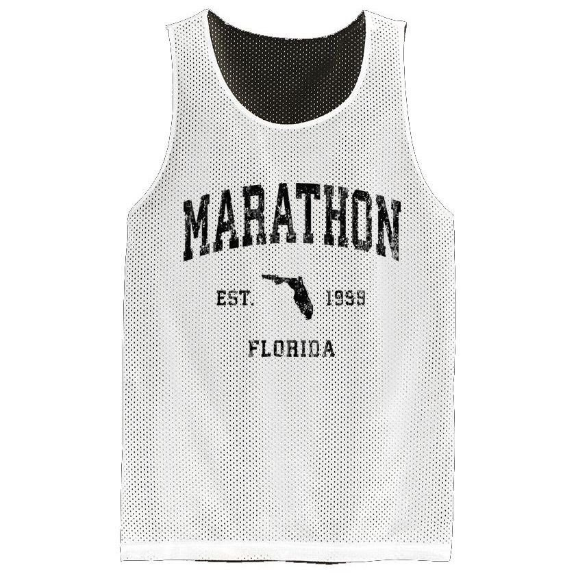 Marathon Florida Fl Vintage Athletic Black Sports Design Mesh Reversible Basketball Jersey Tank