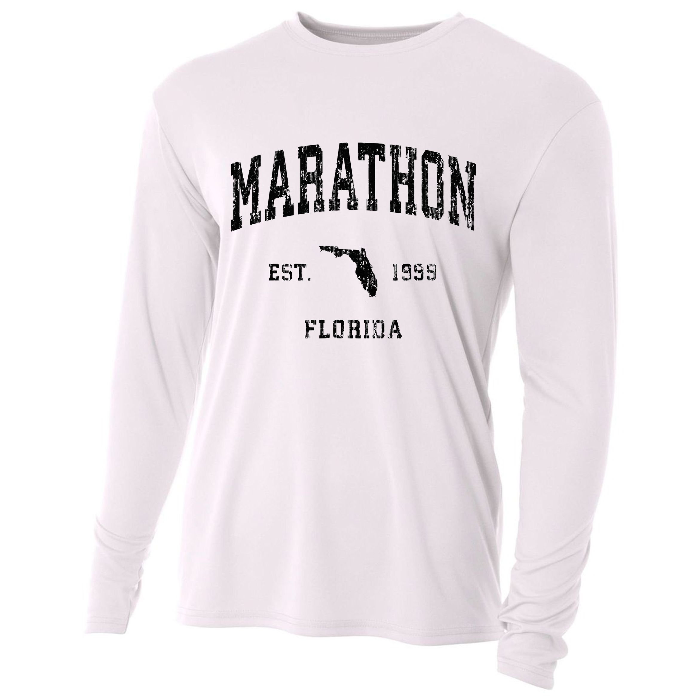 Marathon Florida Fl Vintage Athletic Black Sports Design Cooling Performance Long Sleeve Crew