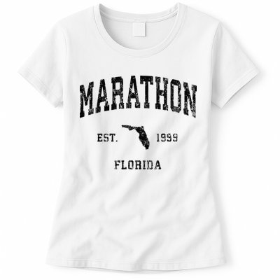 Marathon Florida Fl Vintage Athletic Black Sports Design Womens T-Shirt