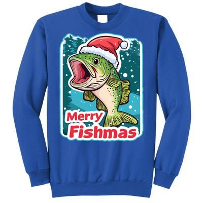 Merry Fishmas Funny Christmas Fish Holiday Fishing Santa Hat Gift Sweatshirt