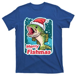 Merry Fishmas Funny Christmas Fish Holiday Fishing Santa Hat Gift T-Shirt