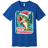 Merry Fishmas Funny Christmas Fish Holiday Fishing Santa Hat Gift Premium T-Shirt