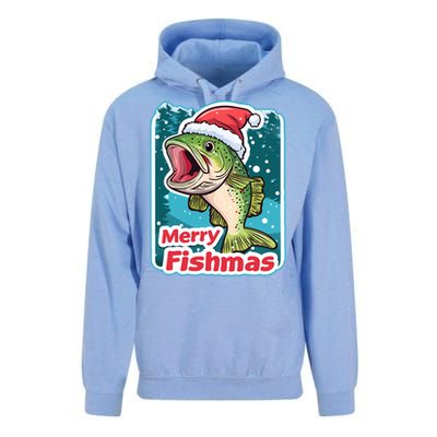 Merry Fishmas Funny Christmas Fish Holiday Fishing Santa Hat Gift Unisex Surf Hoodie