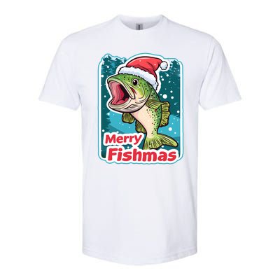 Merry Fishmas Funny Christmas Fish Holiday Fishing Santa Hat Gift Softstyle CVC T-Shirt