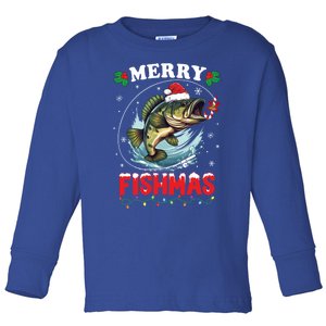 Merry Fishmas Fish Funny Fishing Christmas Dad Gift Toddler Long Sleeve Shirt