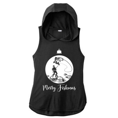 Merry Fishmas For Fishing And Fishing Gift Ladies PosiCharge Tri-Blend Wicking Draft Hoodie Tank