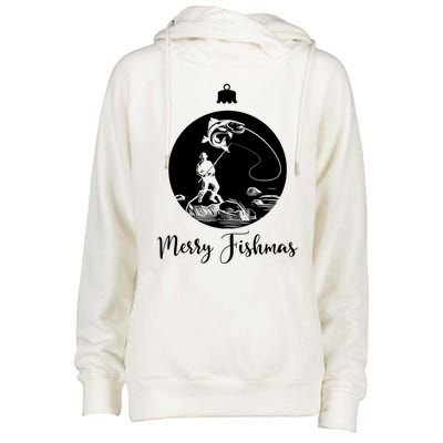 Merry Fishmas For Fishing And Fishing Gift Womens Funnel Neck Pullover Hood