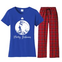 Merry Fishmas For Fishing And Fishing Gift Women's Flannel Pajama Set