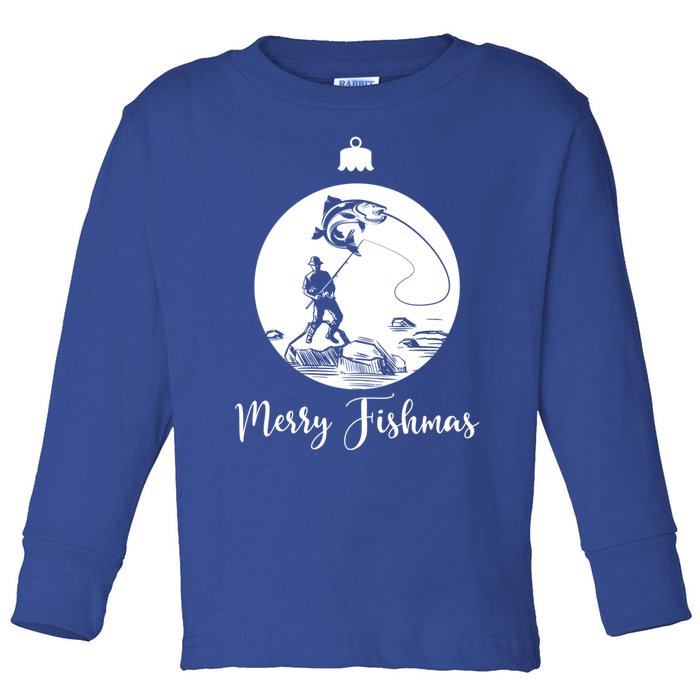 Merry Fishmas For Fishing And Fishing Gift Toddler Long Sleeve Shirt