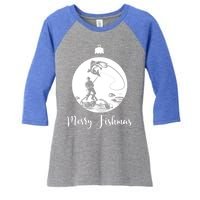 Merry Fishmas For Fishing And Fishing Gift Women's Tri-Blend 3/4-Sleeve Raglan Shirt