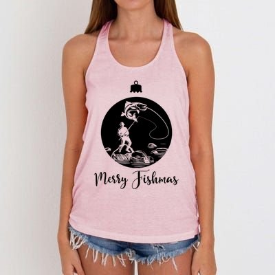 Merry Fishmas For Fishing And Fishing Gift Women's Knotted Racerback Tank