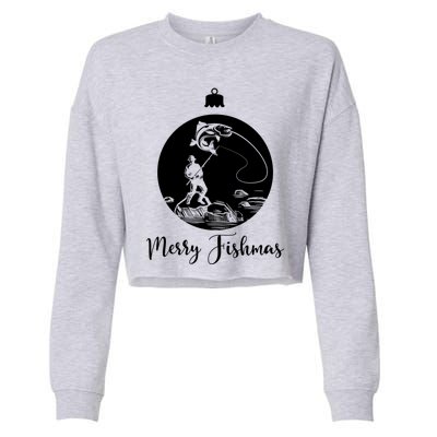 Merry Fishmas For Fishing And Fishing Gift Cropped Pullover Crew