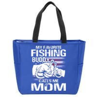 My Favorite Fishing Buddy Calls Me Mom Gift Zip Tote Bag