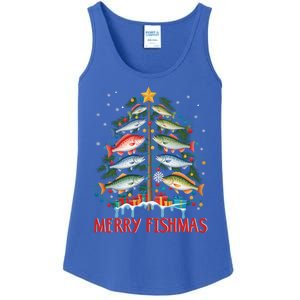 Merry Fishmas Funny Christmas Tree Lights Fish Fishing Rod Gift Ladies Essential Tank