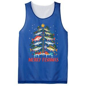 Merry Fishmas Funny Christmas Tree Lights Fish Fishing Rod Gift Mesh Reversible Basketball Jersey Tank