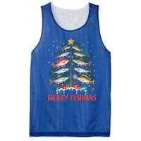 Merry Fishmas Funny Christmas Tree Lights Fish Fishing Rod Gift Mesh Reversible Basketball Jersey Tank