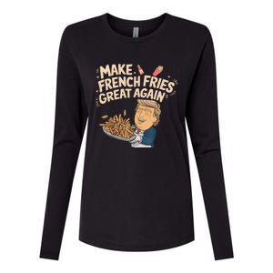 Make French Fries Great Again Slogan Womens Cotton Relaxed Long Sleeve T-Shirt