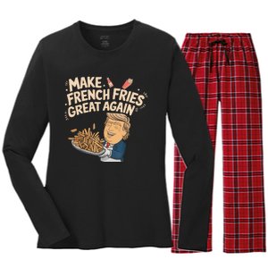 Make French Fries Great Again Slogan Women's Long Sleeve Flannel Pajama Set 