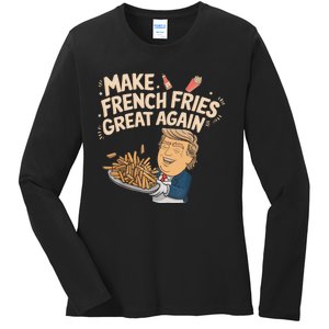 Make French Fries Great Again Slogan Ladies Long Sleeve Shirt