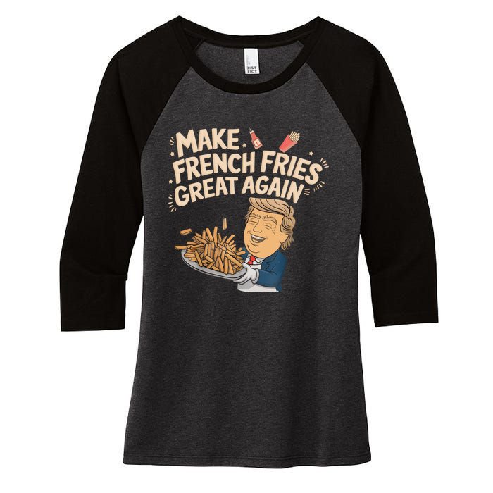 Make French Fries Great Again Slogan Women's Tri-Blend 3/4-Sleeve Raglan Shirt