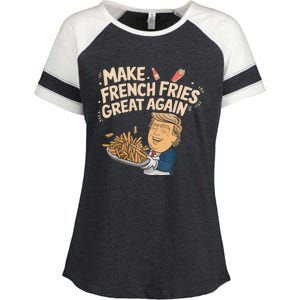 Make French Fries Great Again Slogan Enza Ladies Jersey Colorblock Tee