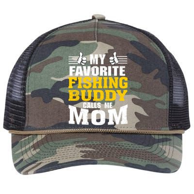 My Favorite Fishing Buddy Calls Me Mom Gift Retro Rope Trucker Hat Cap