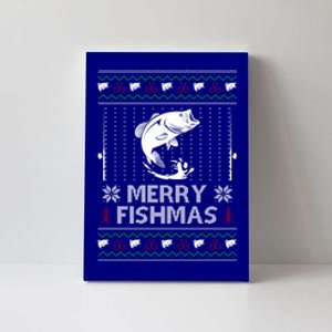 Merry Fishmas Funny Xmas Gift For Dad Fishing Ugly Christmas Cute Gift Canvas