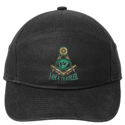 Masonic Freemasonry Fraternal Square Compass I Am A Traveler 7-Panel Snapback Hat