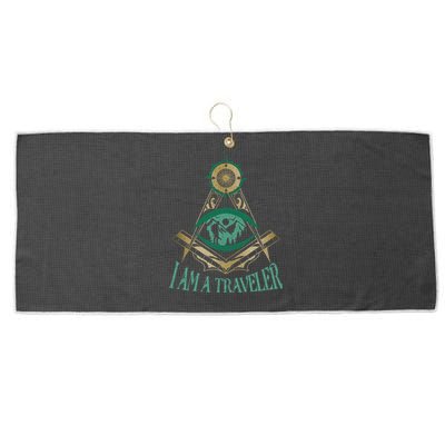 Masonic Freemasonry Fraternal Square Compass I Am A Traveler Large Microfiber Waffle Golf Towel