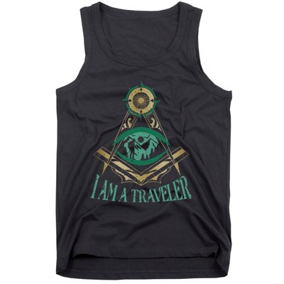 Masonic Freemasonry Fraternal Square Compass I Am A Traveler Tank Top