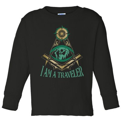 Masonic Freemasonry Fraternal Square Compass I Am A Traveler Toddler Long Sleeve Shirt