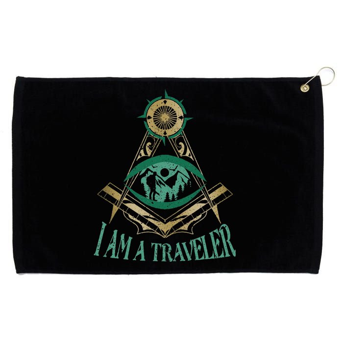 Masonic Freemasonry Fraternal Square Compass I Am A Traveler Grommeted Golf Towel