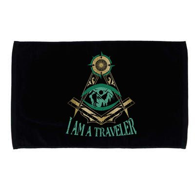 Masonic Freemasonry Fraternal Square Compass I Am A Traveler Microfiber Hand Towel