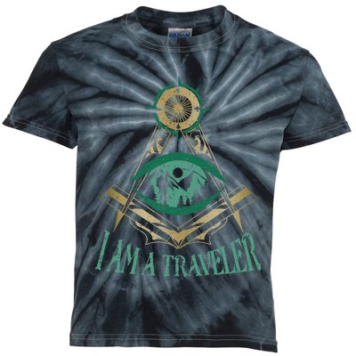 Masonic Freemasonry Fraternal Square Compass I Am A Traveler Kids Tie-Dye T-Shirt