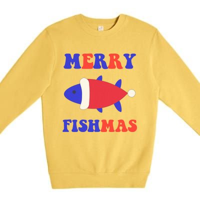 Merry Fishmas Funny Christmas Fishing Xmas Great Gift Premium Crewneck Sweatshirt