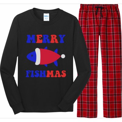 Merry Fishmas Funny Christmas Fishing Xmas Great Gift Long Sleeve Pajama Set