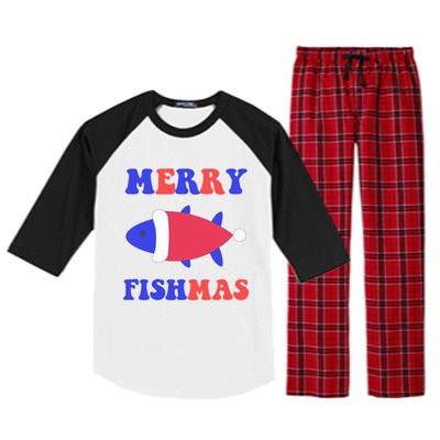 Merry Fishmas Funny Christmas Fishing Xmas Great Gift Raglan Sleeve Pajama Set