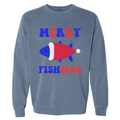 Merry Fishmas Funny Christmas Fishing Xmas Great Gift Garment-Dyed Sweatshirt