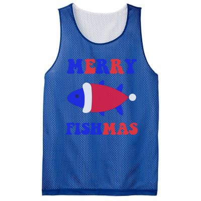 Merry Fishmas Funny Christmas Fishing Xmas Great Gift Mesh Reversible Basketball Jersey Tank