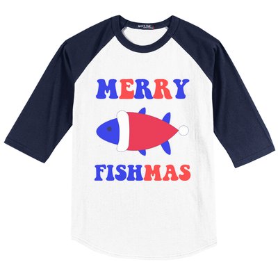 Merry Fishmas Funny Christmas Fishing Xmas Great Gift Baseball Sleeve Shirt