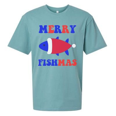 Merry Fishmas Funny Christmas Fishing Xmas Great Gift Sueded Cloud Jersey T-Shirt