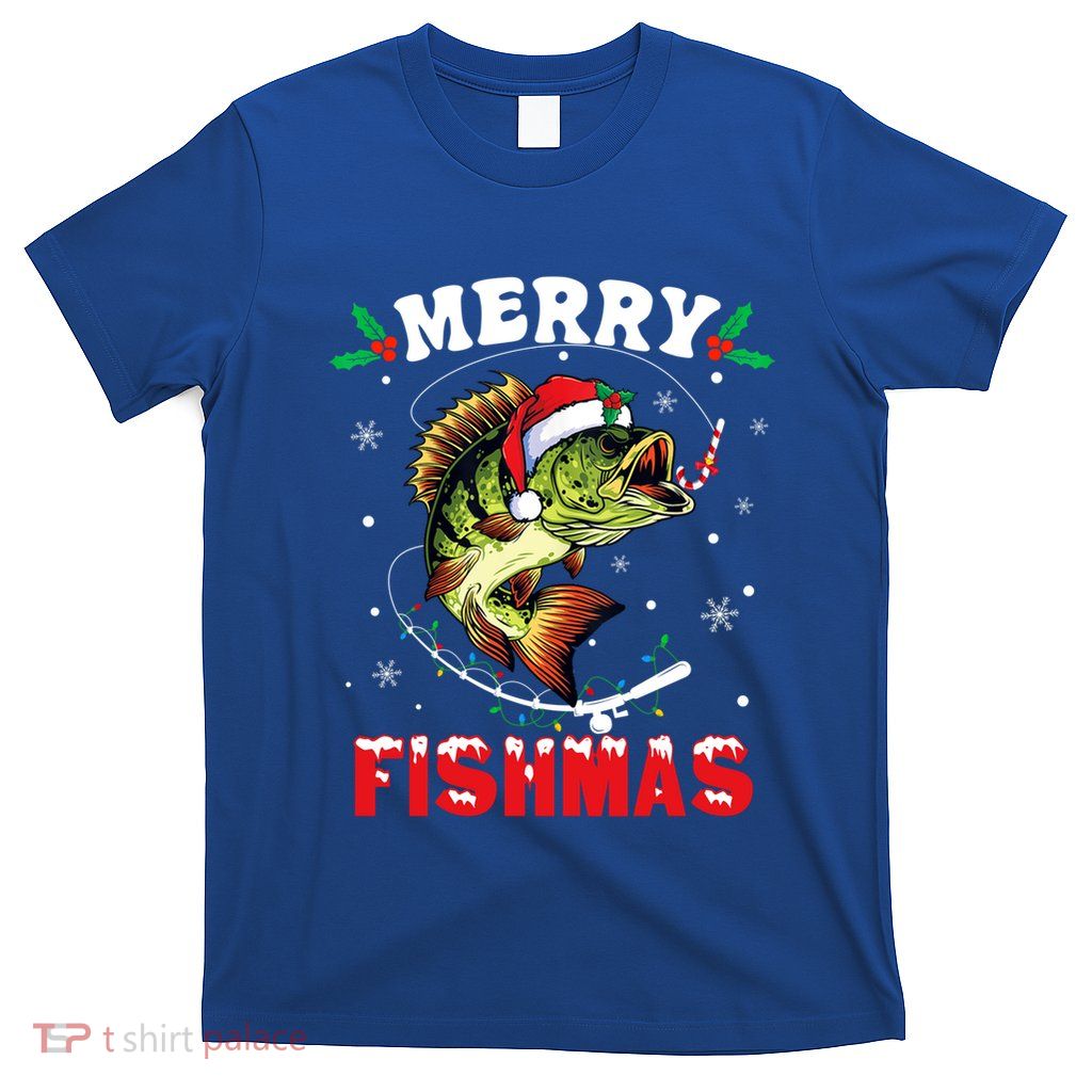 Merry Fishmas Funny Fishing Christmas Pajama Fishers Gift T-Shirt