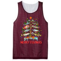 Merry Fishmas Funny Christmas Tree Lights Fish Fishing Rod Mesh Reversible Basketball Jersey Tank