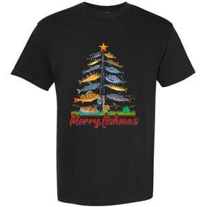 Merry Fishmas Funny Fisher Christmas Tree Fishing Pajama Garment-Dyed Heavyweight T-Shirt